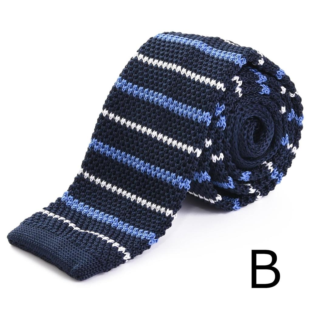 [RACHEL] Rachel Strickkrawatte, Schmale Krawatte, Slim Tie, Waschbar, 6 cm Breit, Gerader Abschluss, Piqué-Strick, Mehrfarbig gestreift (Muster B)