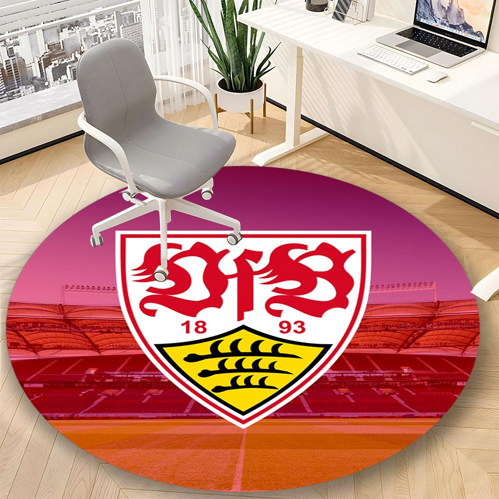 VfB Stuttgart Themed Round Rug – Non-Slip Round Floor Mat – Indoor Home Decor Rug