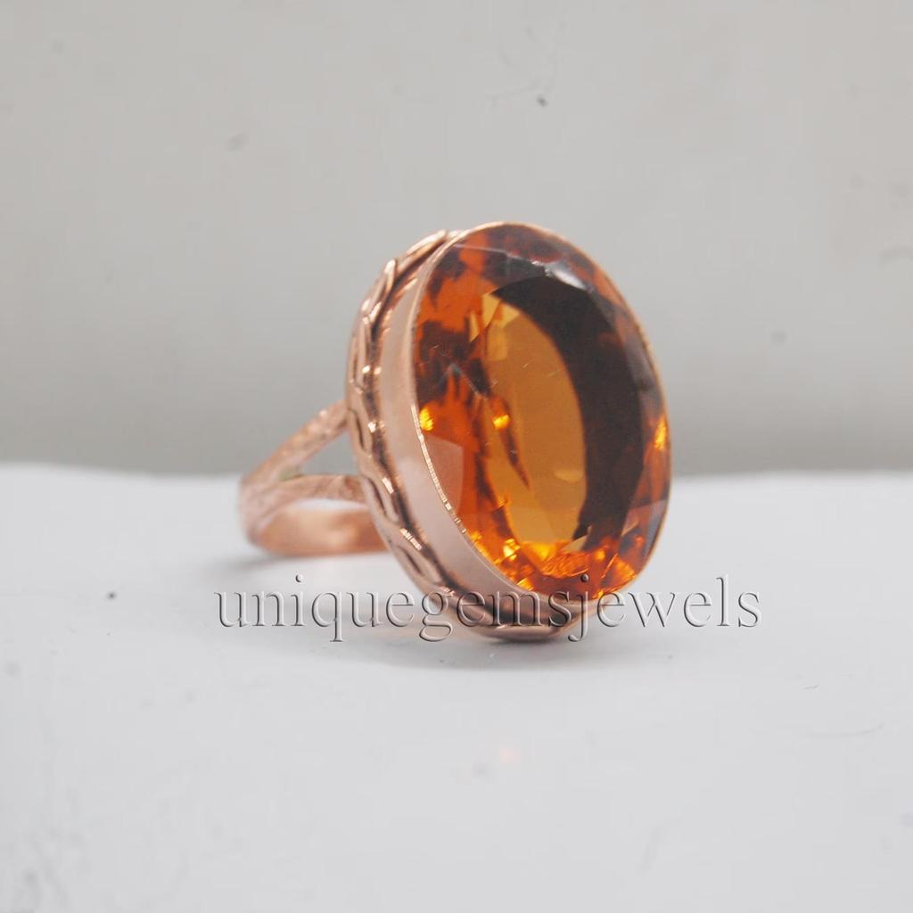 Huge Oval Cut Olive Golden Topaz 925 Sterling Silver Rose Gold Ovelray Ring Jewelry, Unique Statement Wedding Gift Ring
