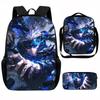 Set Zaino Scolastico Cartone Animato Anime Bambini Leggero Ergonomico Borsa a Spalla Doppia Con Portapranzo Astuccio Tessuto Oxford
