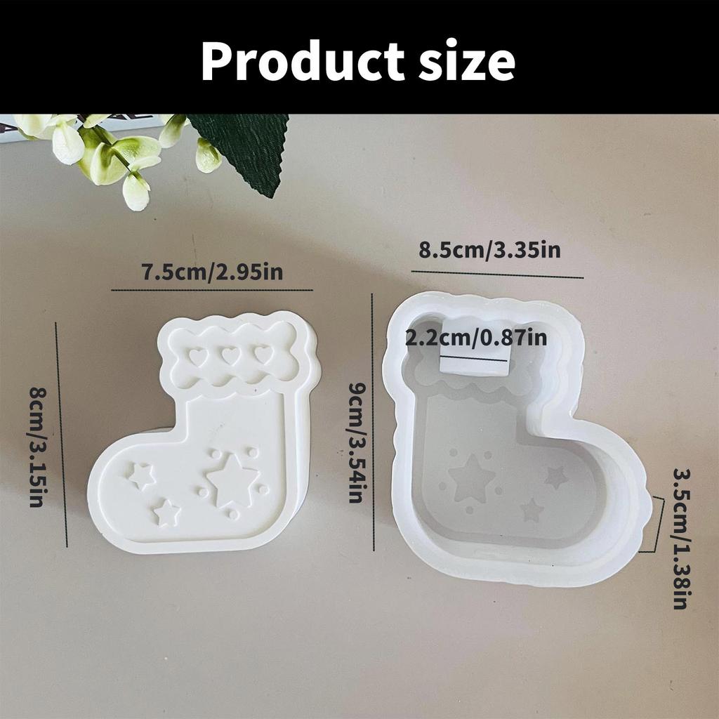 Christmas Stocking Silicone Candlestick Molds for Making Candle Holder Christmas Decoration Epoxy Resin Silicone Molds