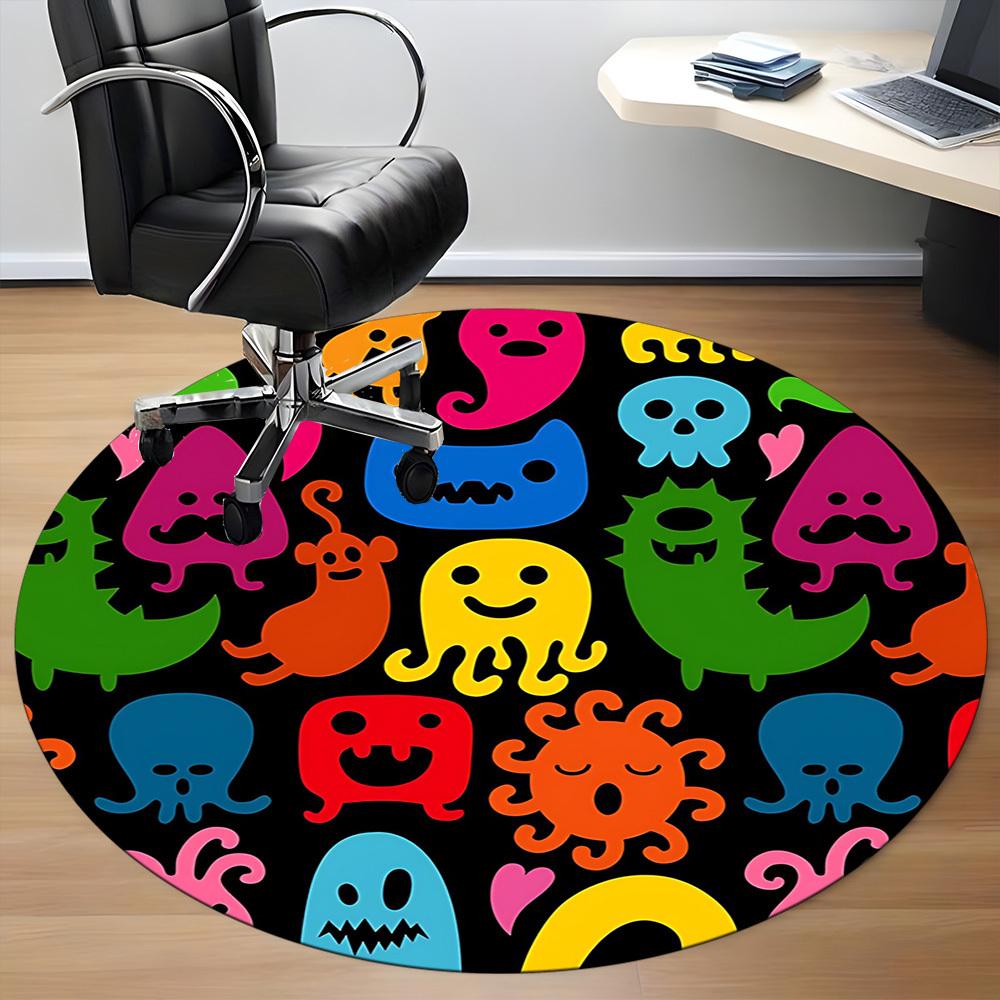 1pc Monster Party Office Round Area Rug, Mat Suitable For Office, Under Office Chairs Bedroom Living Room Home Decor, Room Deco