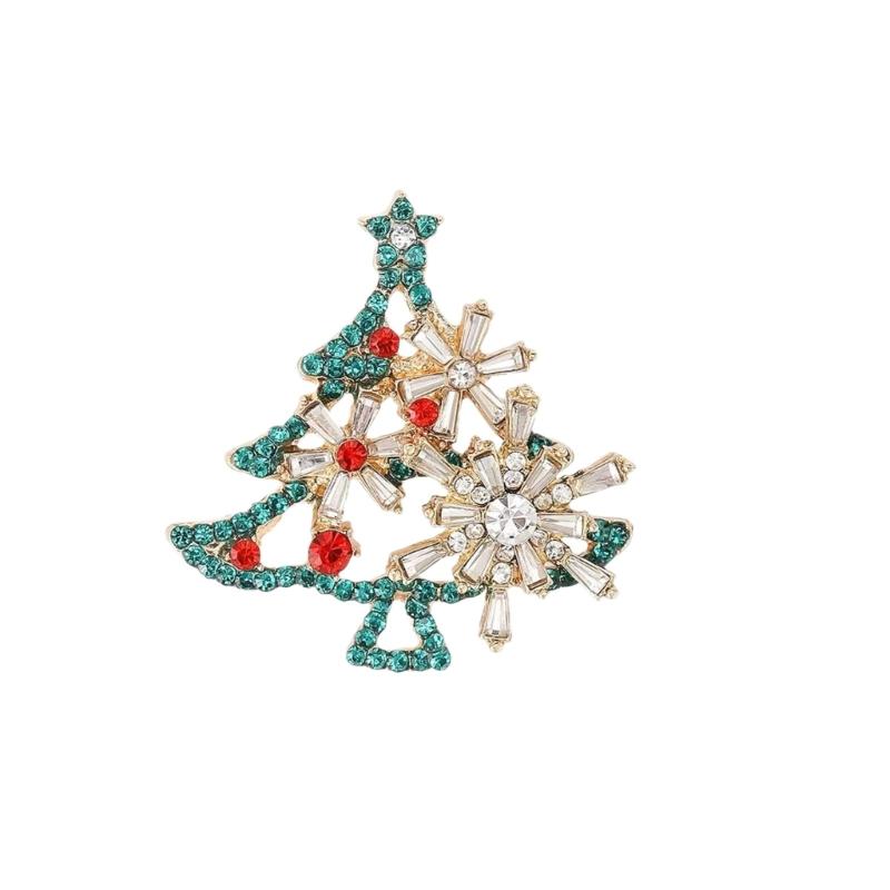 Stylish Festive Tree Jewelry Pin Sturdy Alloy Design Secure Clasp Brooch Perfect For Holiday Outfits And Gatherings