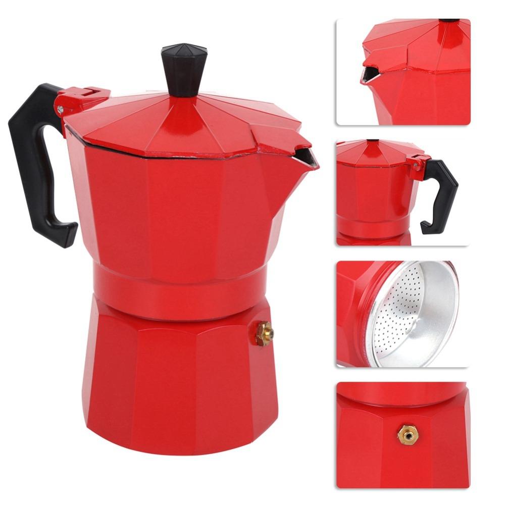 Red Moka Pot Aluminum Italian Coffee Maker Coffee Supplies Coffee Maker  Coffee Making