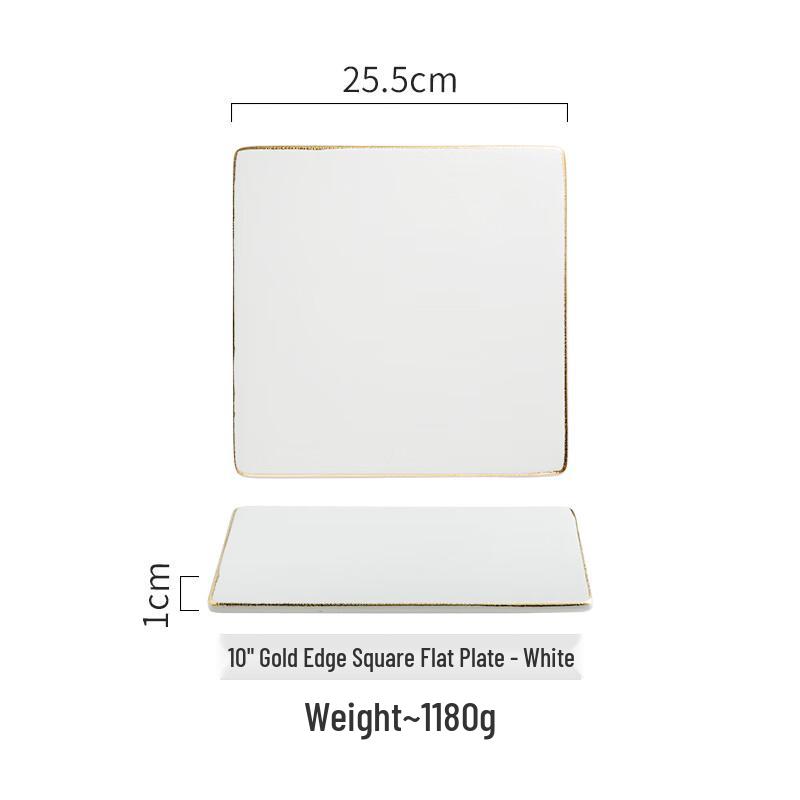 Wuwe Luxury Bone China Square Serving Plate with Gold Rim