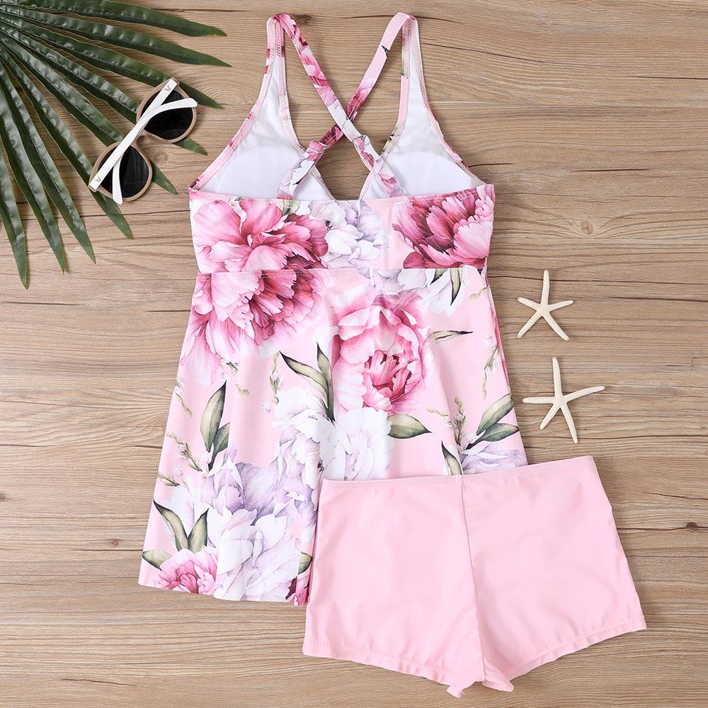 2025 Colorful Print Plus Size Tankini: Loose, Tummy-Covering, Conservative Swimsuit