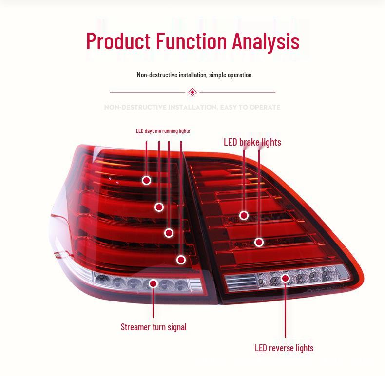 LED Taillight Assembly with Flowing Turn Signal & Daytime Running Light for 03-08 Toyota Crown 12th Gen