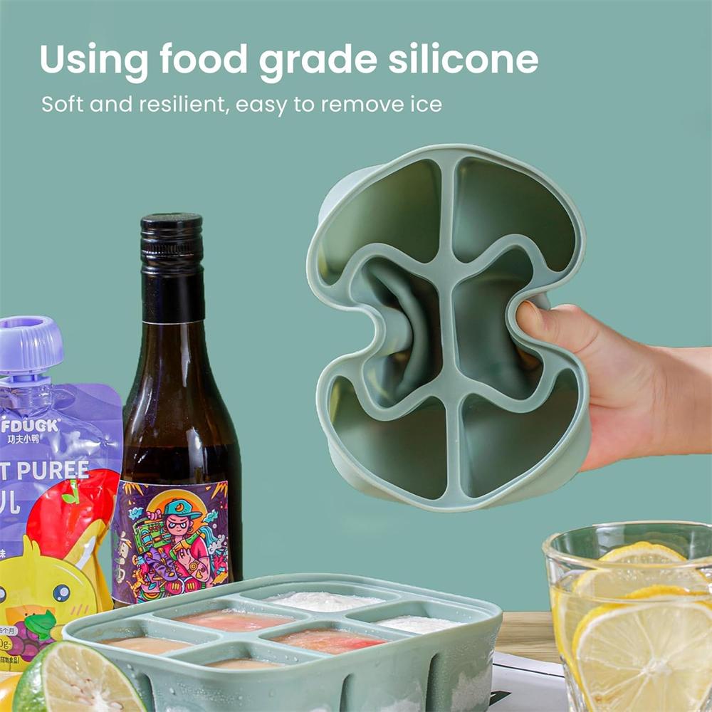 Ice Cube Tray,Stackable Large Silicone Ice Cube Freezer Molds & Easy Release Square Ice Cube Maker,BPA Free for Cocktail,Whiskey