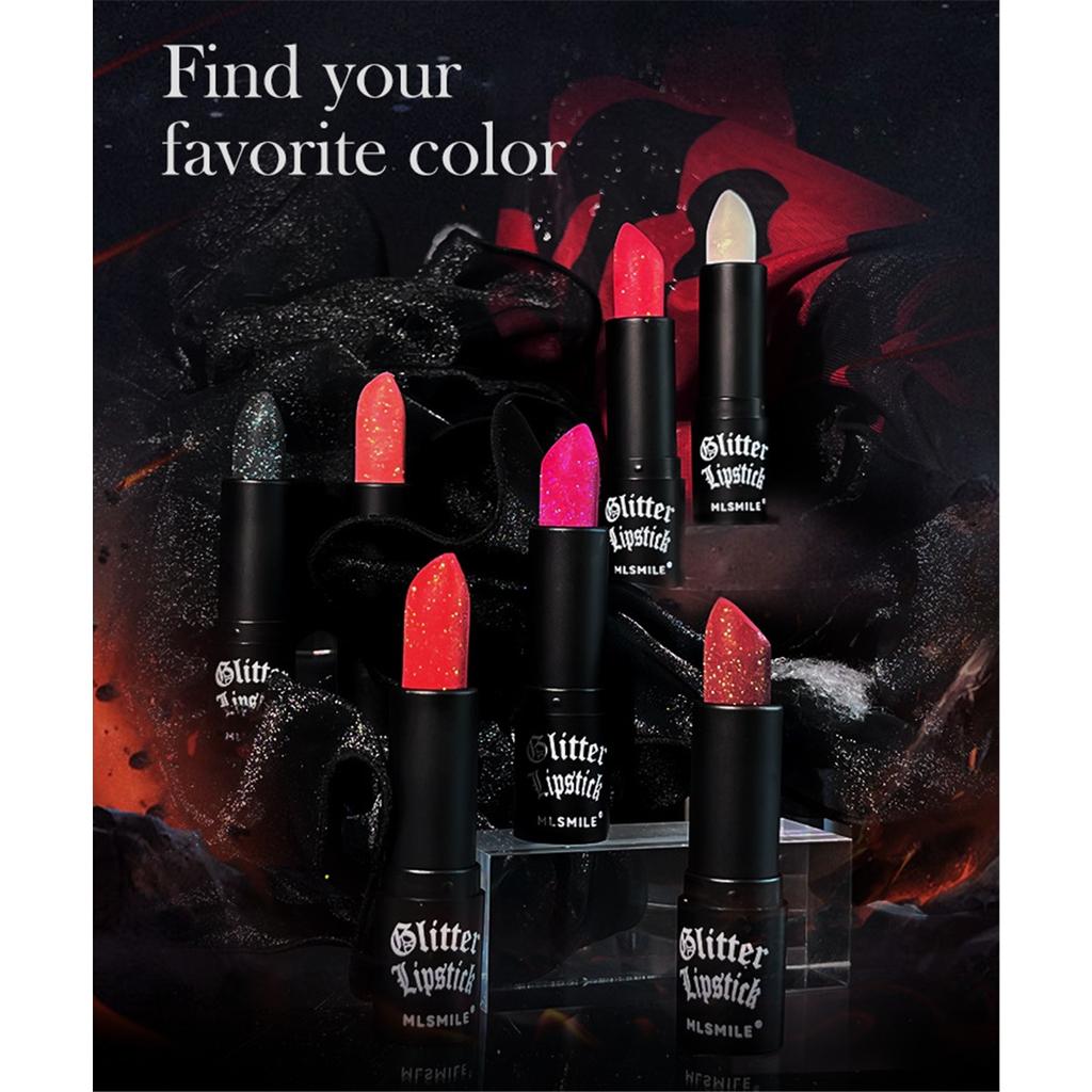 MLSMILE Non-Stick Matte Lipstick Sparkling Diamond Lipstick Lipstick Halloween Dark Vampire Makeup