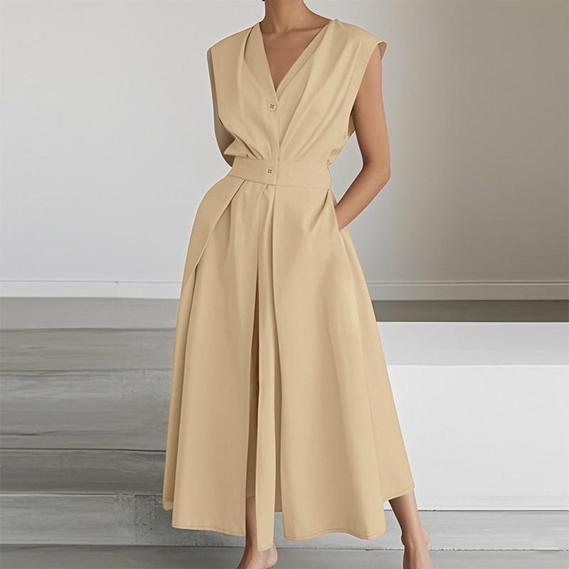 ZANZEA Womens Summer V-Neck Casual Sleeveless Long Dress