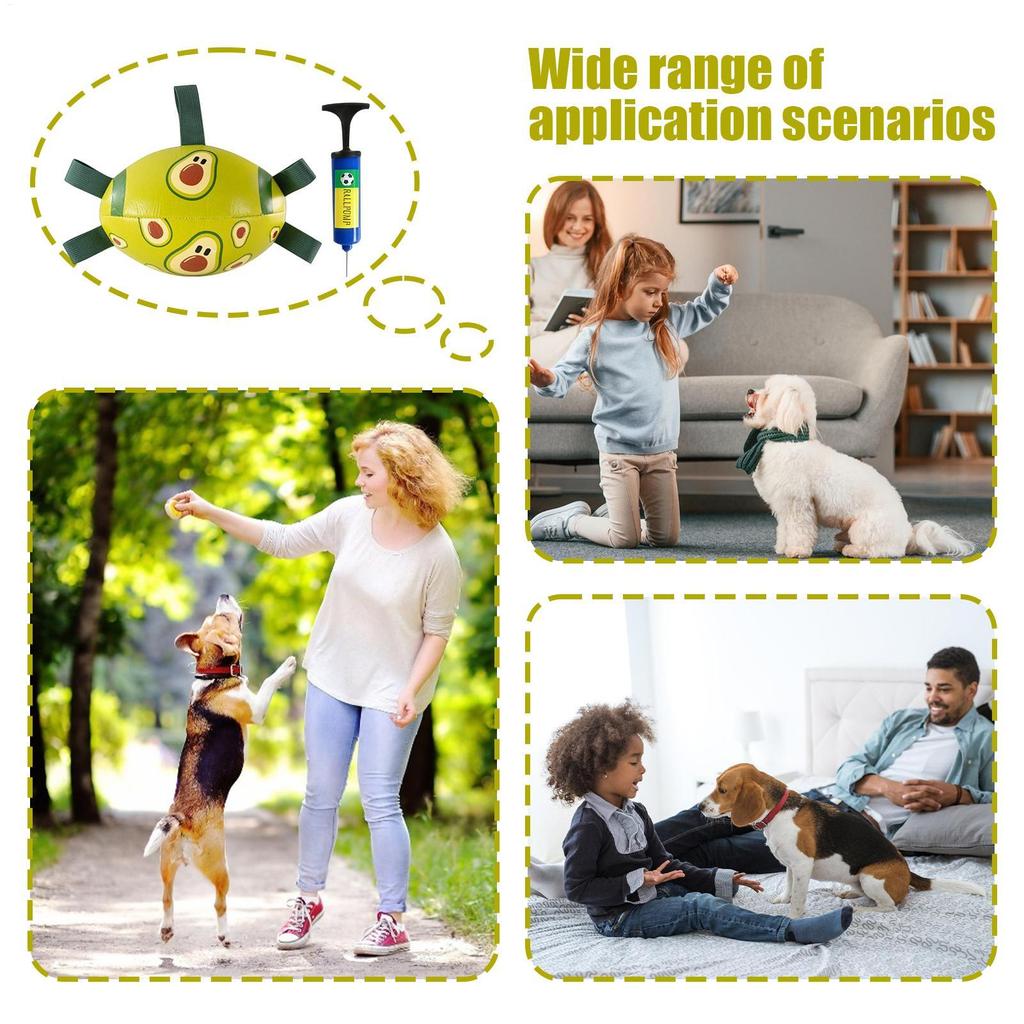 Football Dog Toy Interactive Sports Ball With Straps PU Leather Outdoor Dog Toys For Small Medium Large Breed Puppy Gum Health