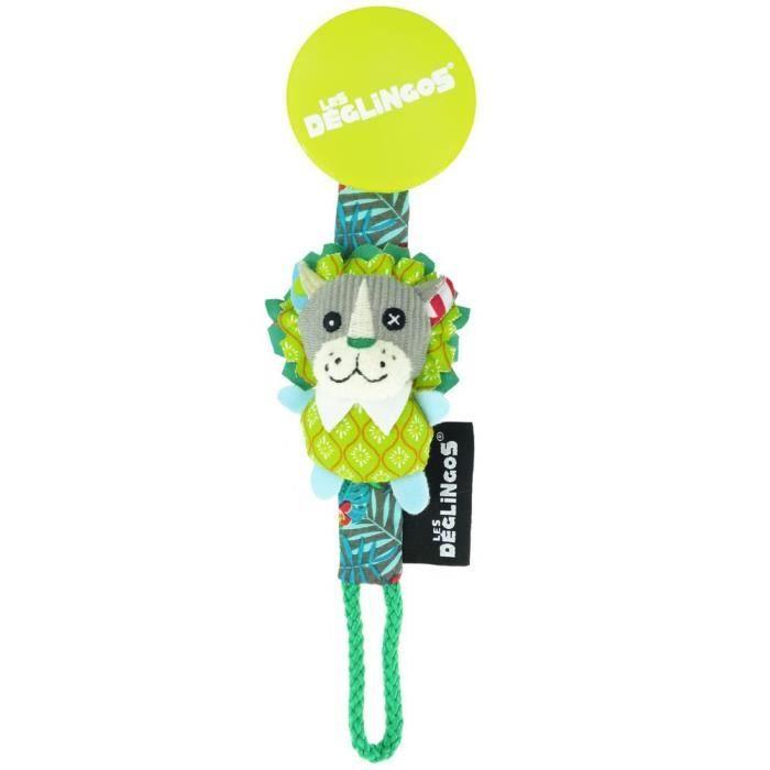 Attache tétine avec peluche Les Déglingos - Jélékros le lion - Vert - 0 mois - LES DEGLINGOS