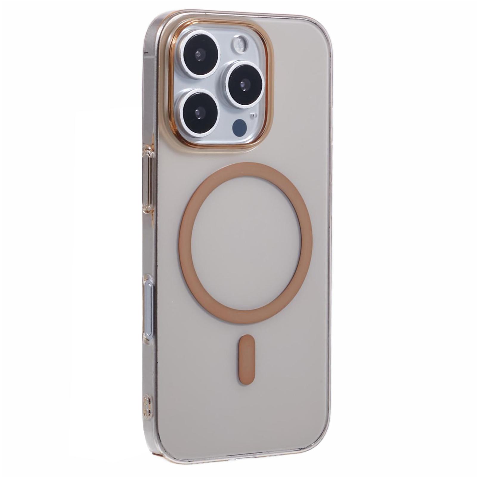 

X-LEVEL For iPhone 16 Pro Magnetic Case Transparent Back Slim Hard PC Phone Cover Titanium Gold