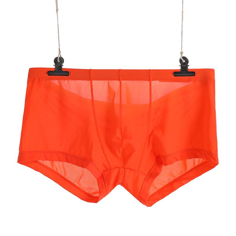 Men's Ice Silk Transparent Low-Waist Breathable Boxer Briefs, Slim Fit, Trendy Summer Youth Underwear