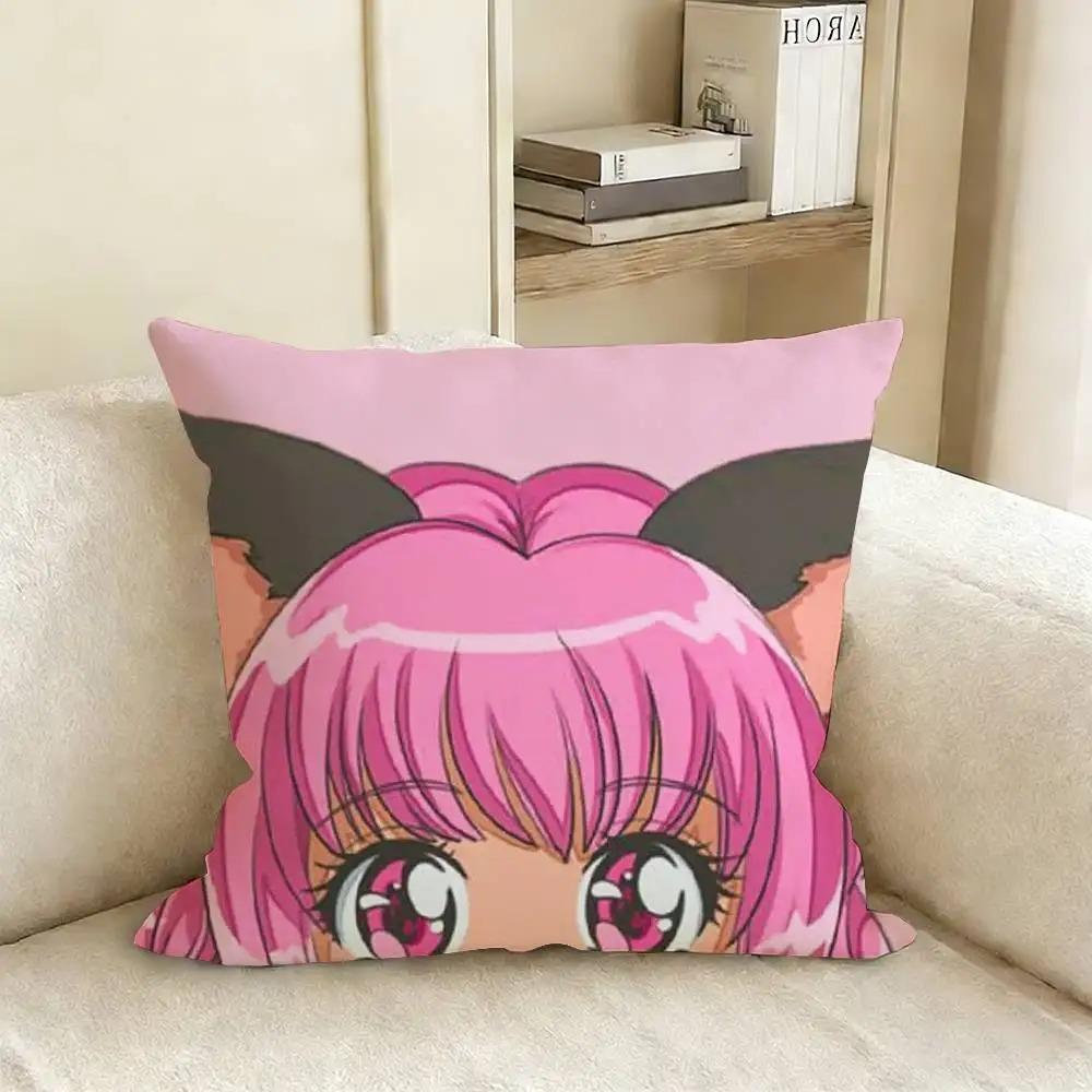 Tokyo MMew MMew Anime Pillow Cover Magical girl Peek Print Polyester Cushion Cover Kawaii Magical Girl Themed Decor for Sofa 45x45cm