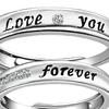 Love You Forever Rhinestone Lover Couple Promise Finger Ring Set Jewelry Gift