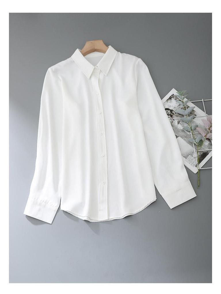 2026 Spring/Autumn Women's Chic Long-Sleeved OL Shirt - Elegant, Layered, Slim-Fit Design