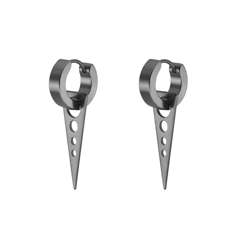 1Pair Silver/Black Titanium Steel Piercing Earring Triangle Geometric Korea Punk Jewelry Men's and Women's Jewelry