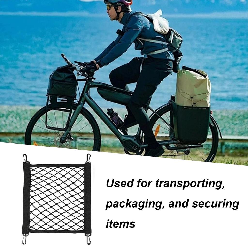 Motorcycle Helmet Net Bike Carrier Cargo Net With Hooks Adjustable Luggage Storage Tie Down Mesh Web For E-Vehicles Motorbike