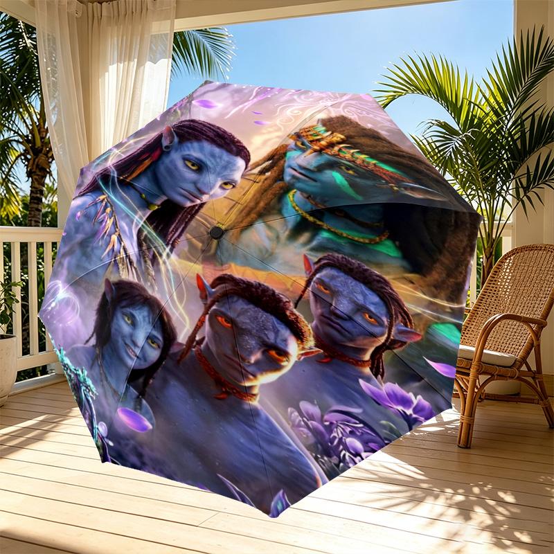 Avatar Print Automatic Open Close Umbrella, Portable Foldable Umbrella, for Outdoor Commute Camping Trip, Ideal Birthday Gift
