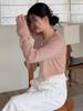 Women's One-Button Loose Knitwear: Short High-Waisted Wool Cardigan with Long Sleeves and Round Neck for Autumn/Winter Fashion.