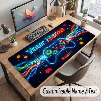 Game Controller Theme Customized Mouse Pad Personalized Print Name Text Desk Mat For Home Office Table Decor