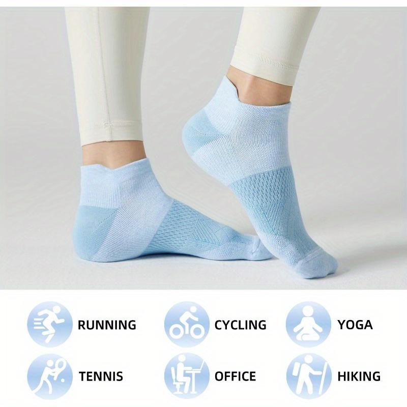 [5 Pairs Athletic Socks] 5 Pairs Women's Ankle Athletic Socks | Cushioned, Breathable Polyester, Low Cut Tab | All-Season Sports Socks for Running
