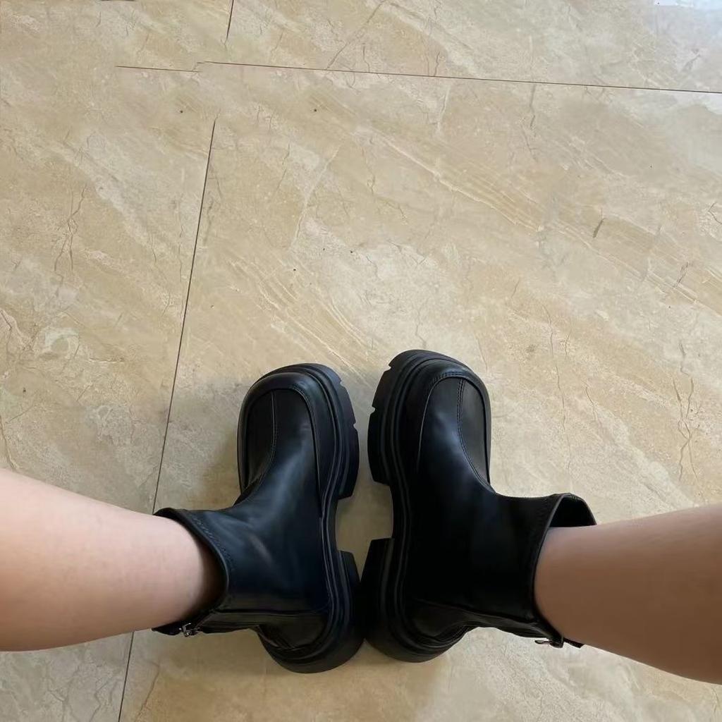 Thick-soled Martin Boots Women's 2025 New Spring and Autumn Fashion Single Boots Small Boots Show Height and Thin Boots Popular Short Boots