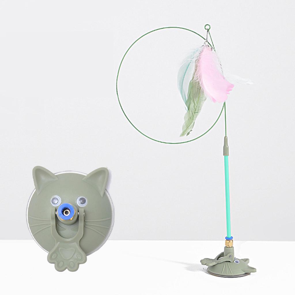 Interaktives Saugnapf-Katzen-Teasing-Stick-Spielzeug für Katzen im Innenbereich, Federstab, Jagdruten-Spielzeug, Katzen-Teasing-Zubehör