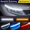 2pcs Automotive LED Decorative Light Strip Start Scan Atmosphere Light Car Grille Mesh Flow Light with Dual Color Environment Light