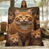 Luxurious Cat Portrait Throw Blanket Gift for Pet Lovers Cozy Home Decor Orange Tabby Animal Print Snuggle Throw