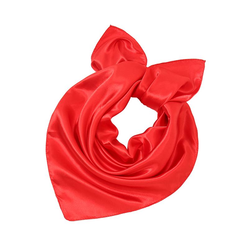 Fashion Satin Silk Square Scarf For Muslim Women Solid Color Soft Bandana Ladies Headband Casual Scarves 60*60Cm