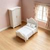 Retro Miniature Bed, Vintage Style Mini Double Bed, Miniature Furniture Tiny Bed for 1/12 Scale Doll Mansion Miniature Room Decoration