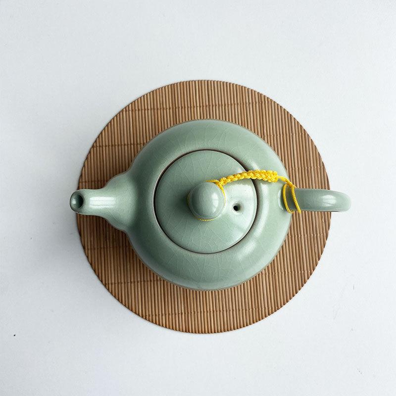 Traditionelles chinesisches Teeservice aus Bambus, ovale, gewebte Bambus-Untersetzer zur Wärmeisolierung, Vintage-Stil, Essentials für die Teezeremonie