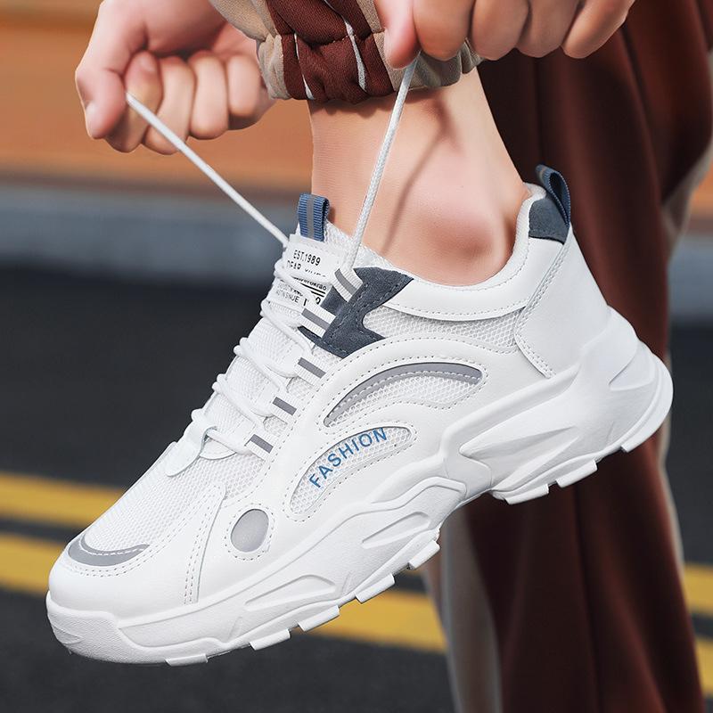 2025 spring and autumn new casual mesh sports shoes breathable men's shoes trend student platform dad shoes men's fashion