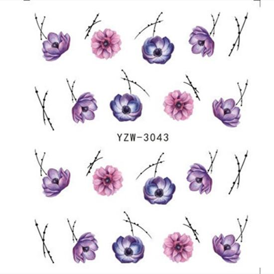 1pc 3D Nail Stickers Spring Summer Natural Flower Leaves Simulation Dried Flower Dragonfly Nail Applique Water Slides Decoration
