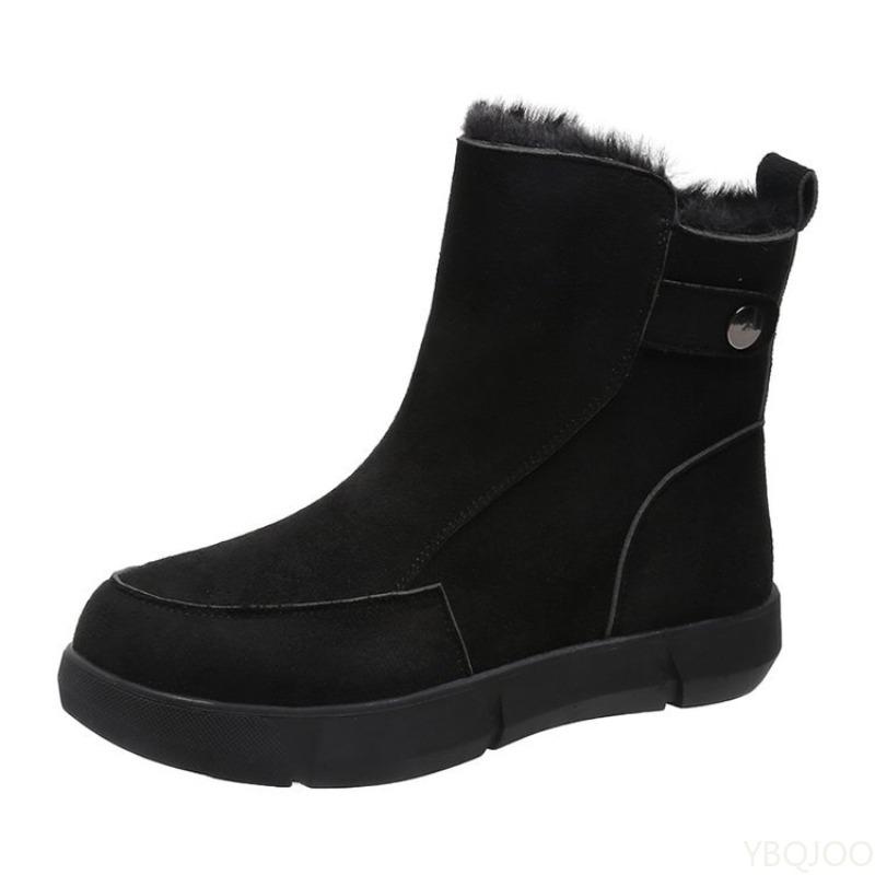 

Модные универсальные зимние ботинки осень зима женские повседневные удобные ботинки на толстой подошве с боковой молнией теплая хлопковая обувь 36 чёрный