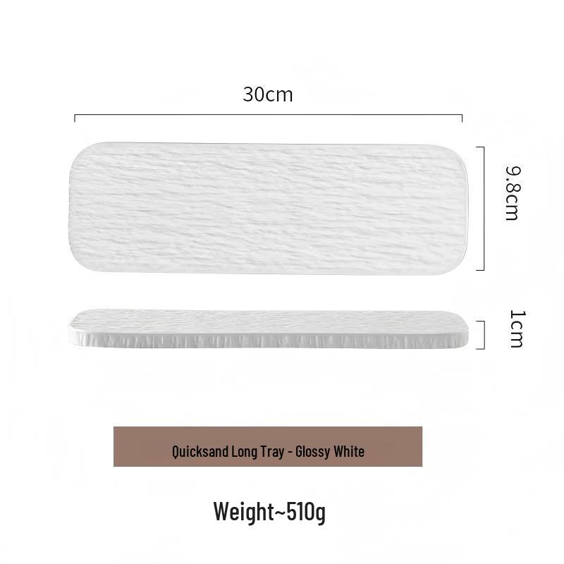 Abay Underglaze Rock Pattern Rectangular Ceramic Serving Platters, Set of 2