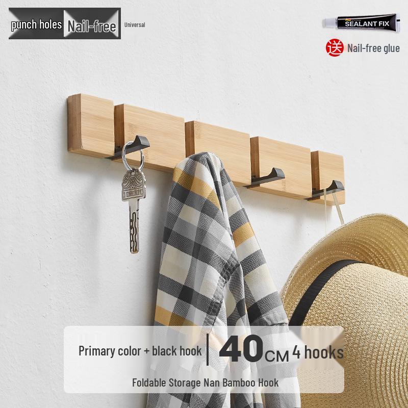 Wall-Mounted Clothes Rack with Hooks for Bedroom or Entryway Behind Door