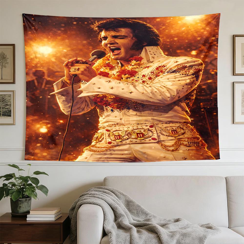 Elvis Presley Performance Polyester Wall Hanging Tapestry, Aesthetic Home Decor for Bedroom Dorm Photo Backdrop,Perfect Gift