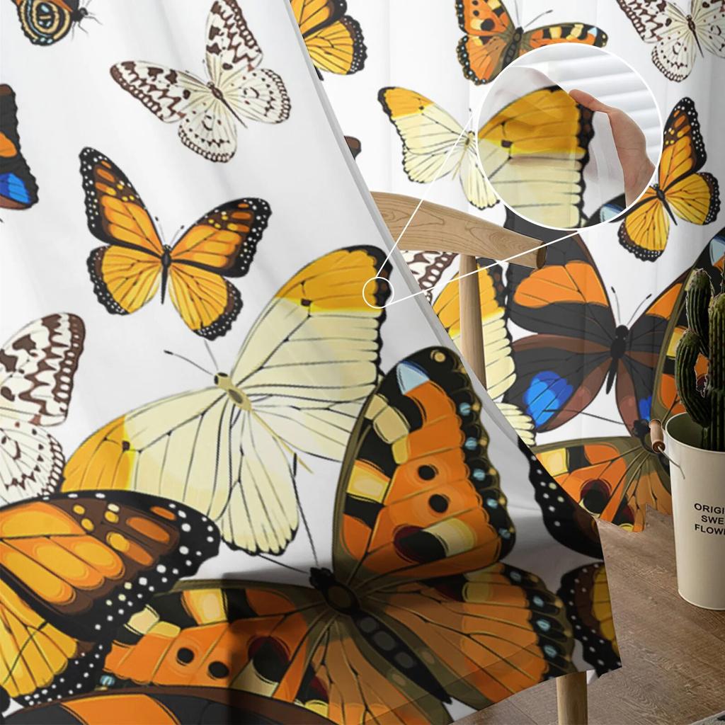 Pastoral Butterfly Gradient Sheer Curtains For Living Room Bedroom Tulle Curtain For Kitchen Voile Curtain Blind Panels