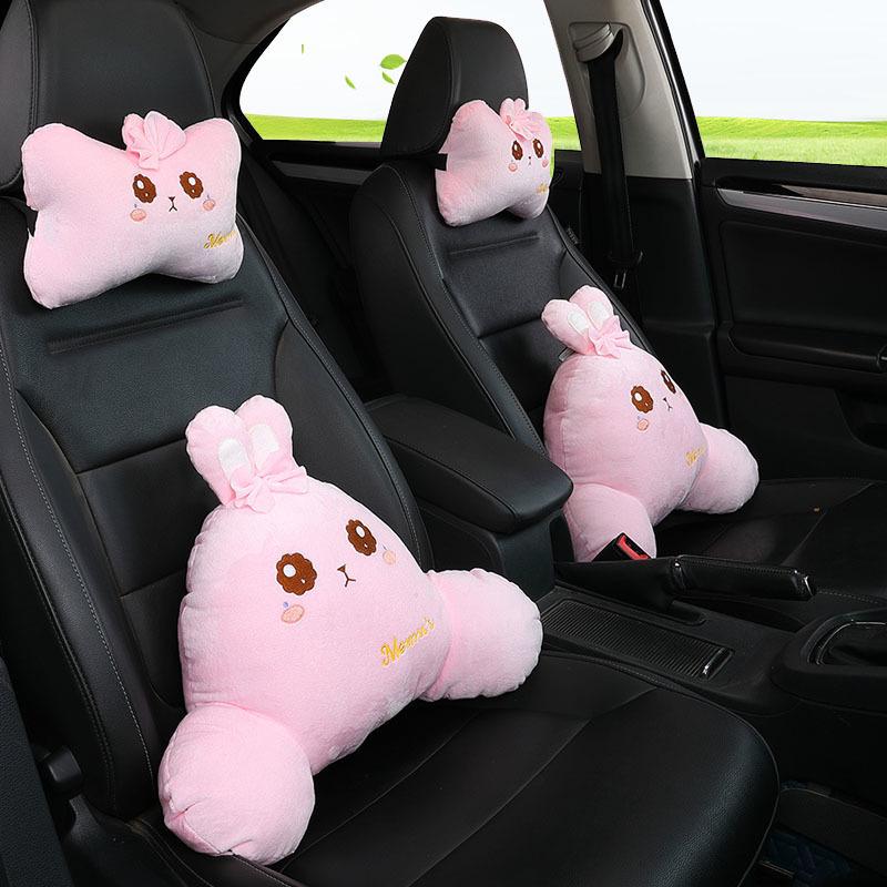 Cute Cartoon Car Headrest and Lumbar Support Pillow Set