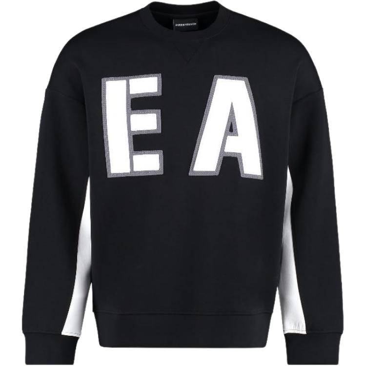 Emporio Armani FW22 Logo Letter Crew Neck Long Sleeve Pullover Sweatshirt Men sweatshirt Black 6L1MM2-1JHSZ-0999 L