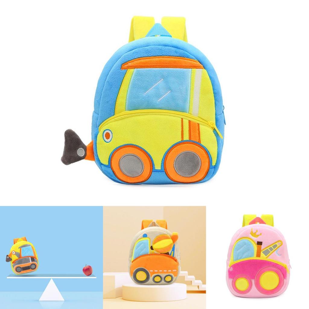 Entzückender Kinder Plüschrucksack mit Cartoon Bagger Design für Kleinkinder und Kindergarten