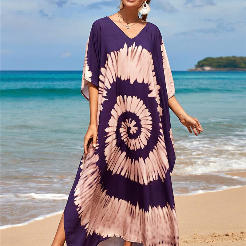 Europäische & Amerikanische Baumwolle Wasserzeichen-Druck Strand Sonnenschutz Überwurf Robe für Badeurlaube