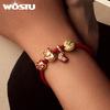 WOSTU 925 Silver New Year Gift Lucky Red KOI Charm Lucky Bag Pendant Pawprint Beads Fit Fortune Red Rope Bracelet DIY Jewelry