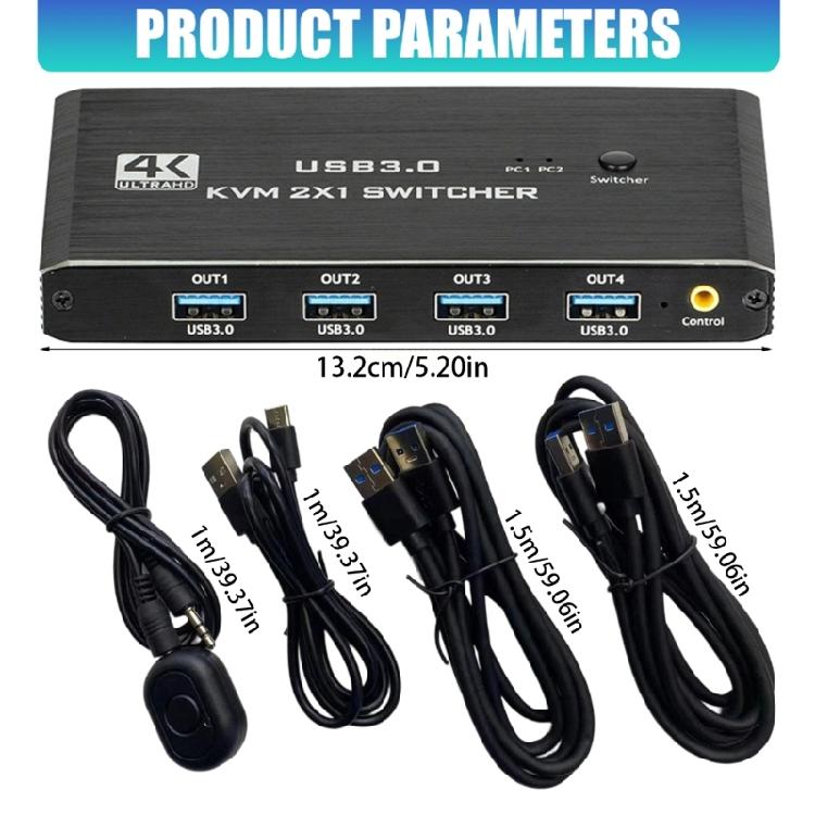 KVM Switcher Featuring 4 USB3.0 Port for Connecting Printers Storage Devices Accessible from Both Computers Efficient