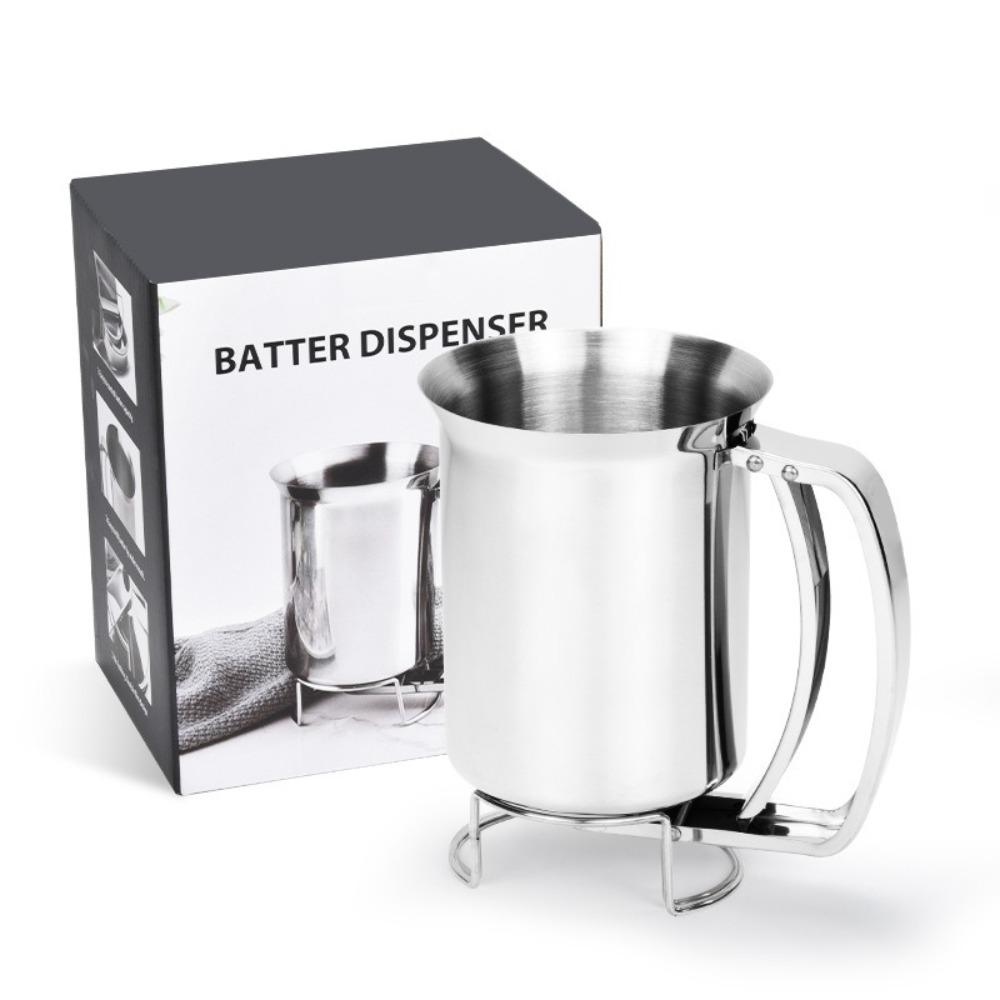 

Stainless Steel Batter Dispenser 680ml Reusable Food Grade for Pancakes Waffles Cupcakes Easy Release Pourer Kitchen Tool срібний