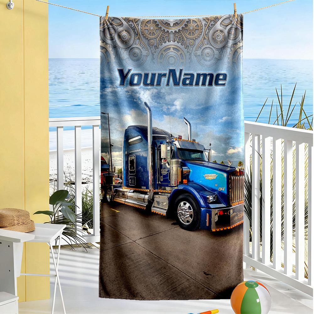 Kw Heavy Trucks Customized Name Beach Towel Quick-Dry Soft Microfiber Suitable for Swimming Gym Camping Yoga Vacation