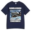 Bombardiro Crocodilo Crocodile Plane Bomber Funny Meme T-shirt Men Women Summer Casual Cotton Comfort Short Sleeve T Shirts Tops